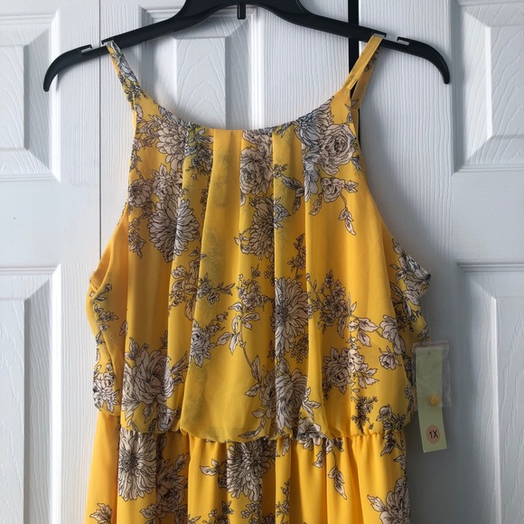 Tacera Yellow Floral Maxi Dress size 1X - Picture 3 of 15